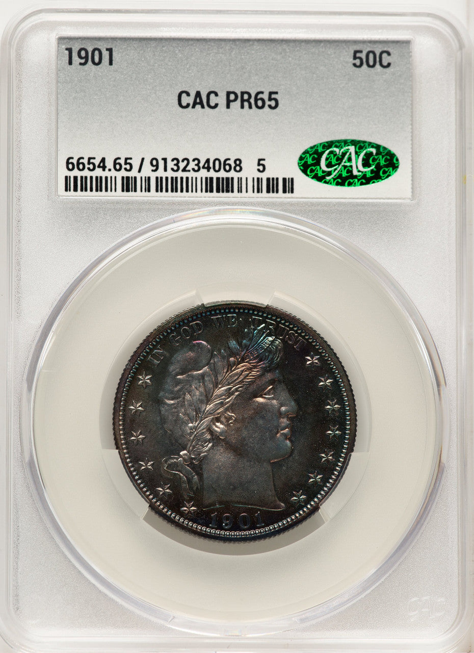 1901 50C Proof Barber Half Dollar CACG PR65