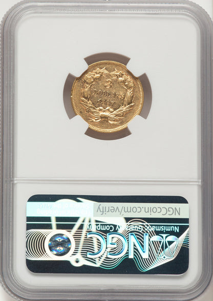 1867 $3 Three Dollar Gold Pieces NGC AU55