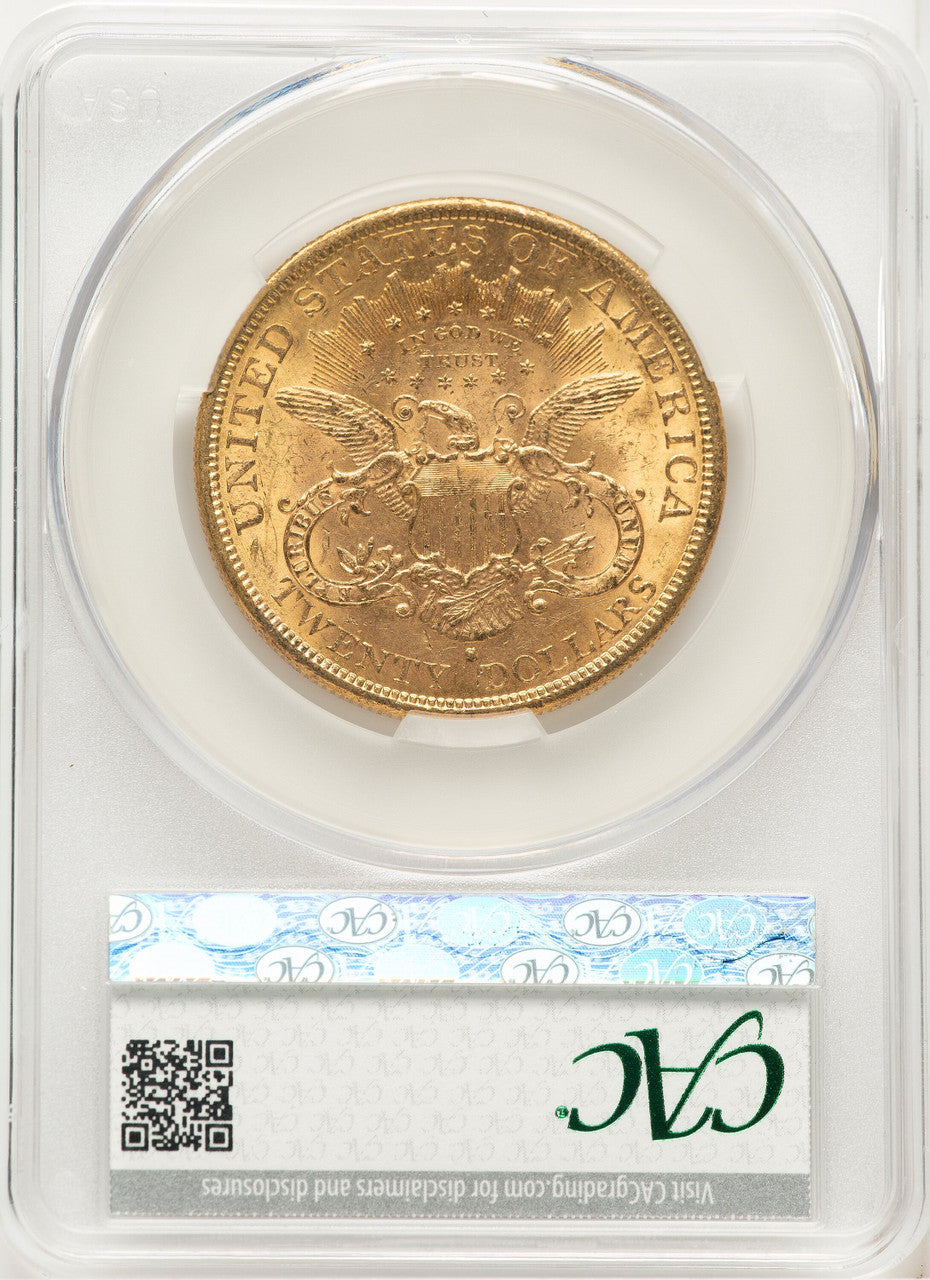 1878-S $20 Liberty Double Eagle CACG MS62