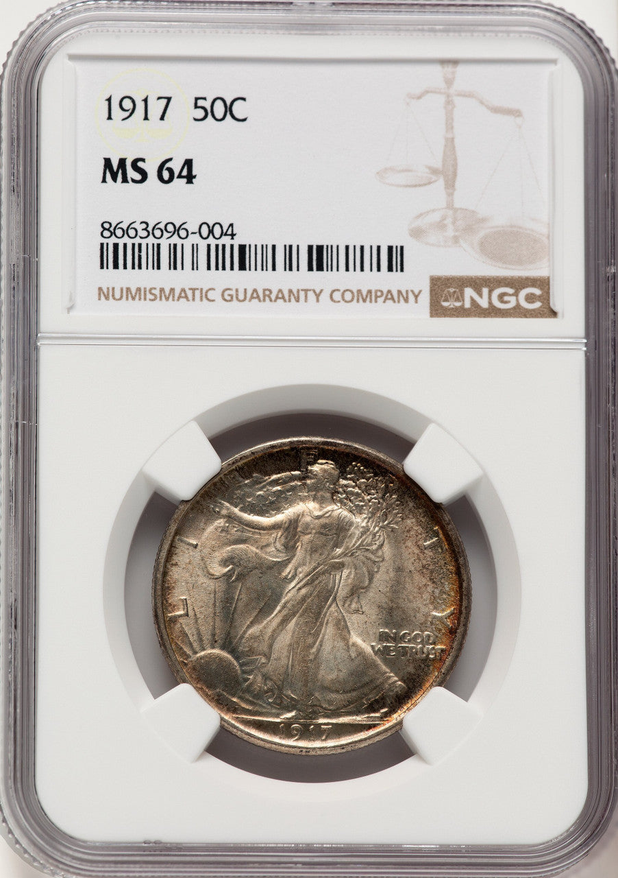 1917 50C Walking Liberty Half Dollar NGC MS64