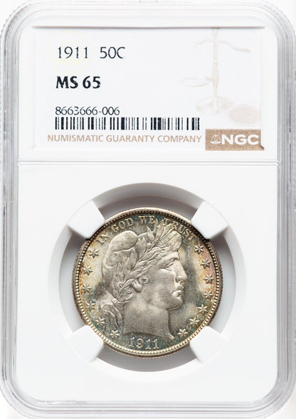 1911 50C Barber Half Dollar NGC MS65