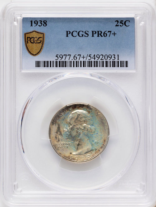 1938 25C Proof Washington Quarter PCGS PR67+