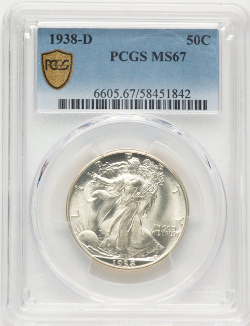 1938-D 50C Walking Liberty Half Dollar PCGS MS67