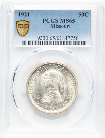 1921 50C Missouri Commemorative Silver PCGS MS65
