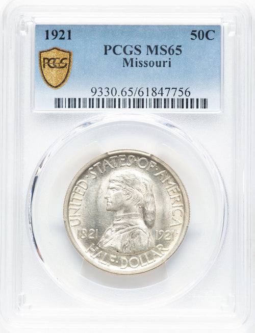 1921 50C Missouri Commemorative Silver PCGS MS65