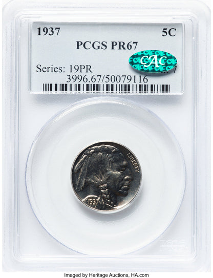 1937 5C CAC Proof Buffalo Nickel PCGS PR67