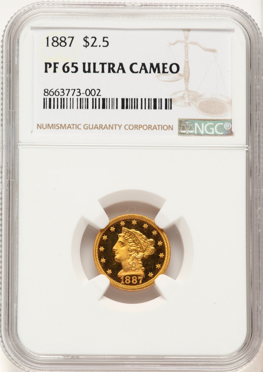 1887 $2.50 Proof Liberty Quarter Eagle NGC PR65