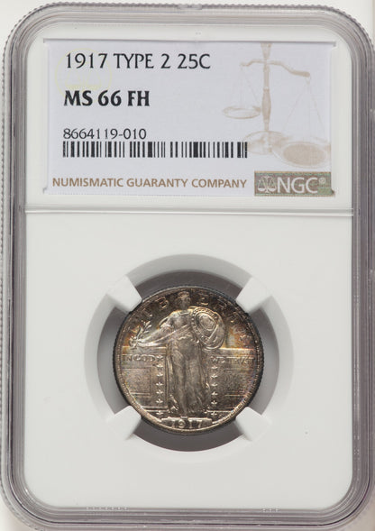 1917 25C Type Two FH Standing Liberty Quarter NGC MS66