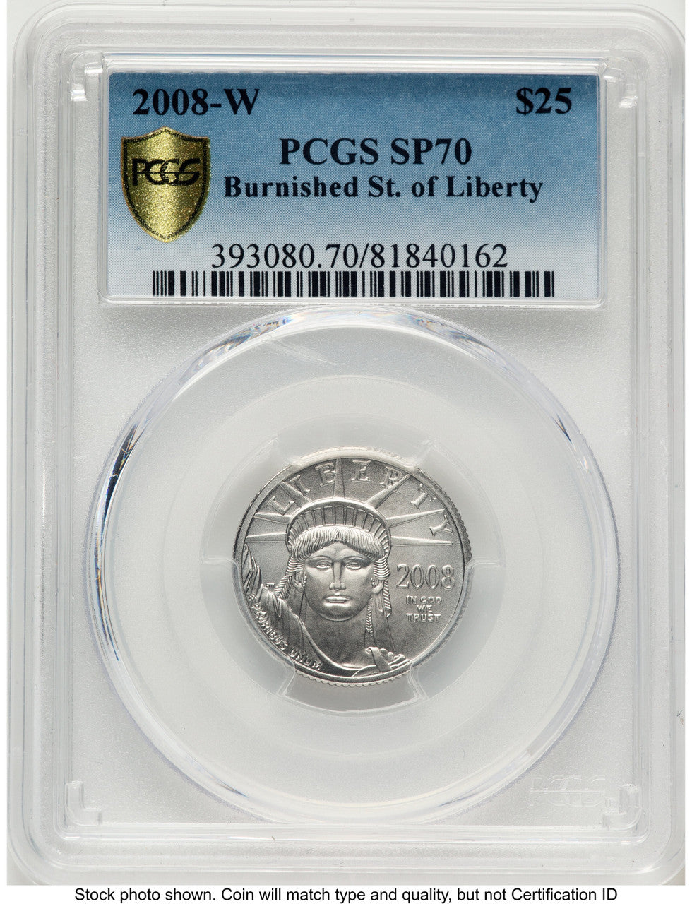 2008-W Burnished Platinum Eagle 1/4 oz Blue Gradient PCGS MS70
