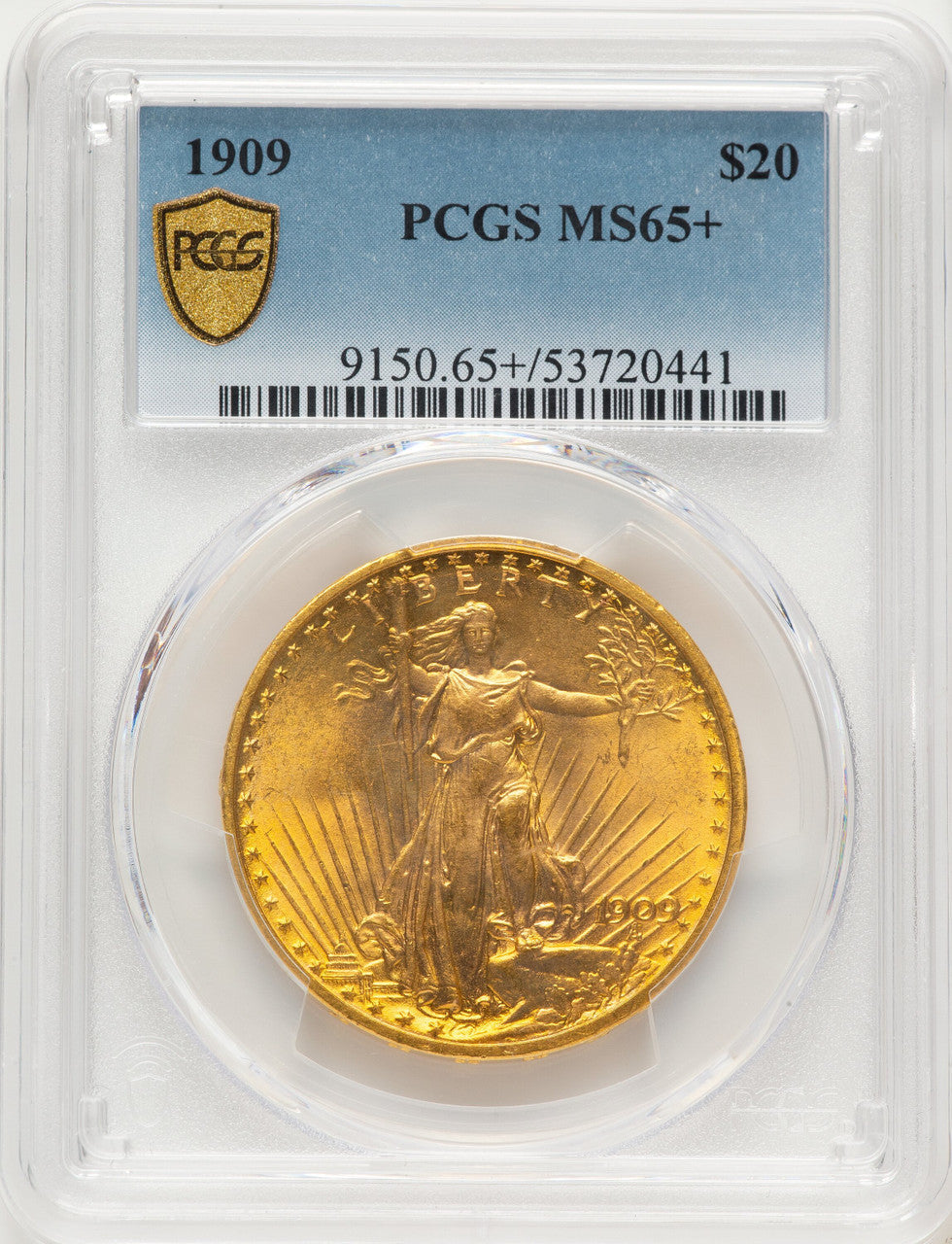 1909 $20 Saint-Gaudens Double Eagle PCGS MS65+