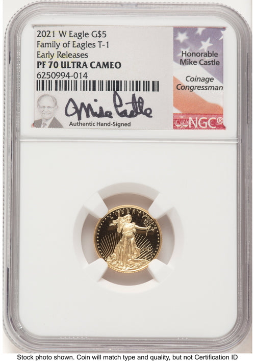 2021-W Type 1 Proof Gold Eagle 1/10 oz ER Mike Castle NGC PF70