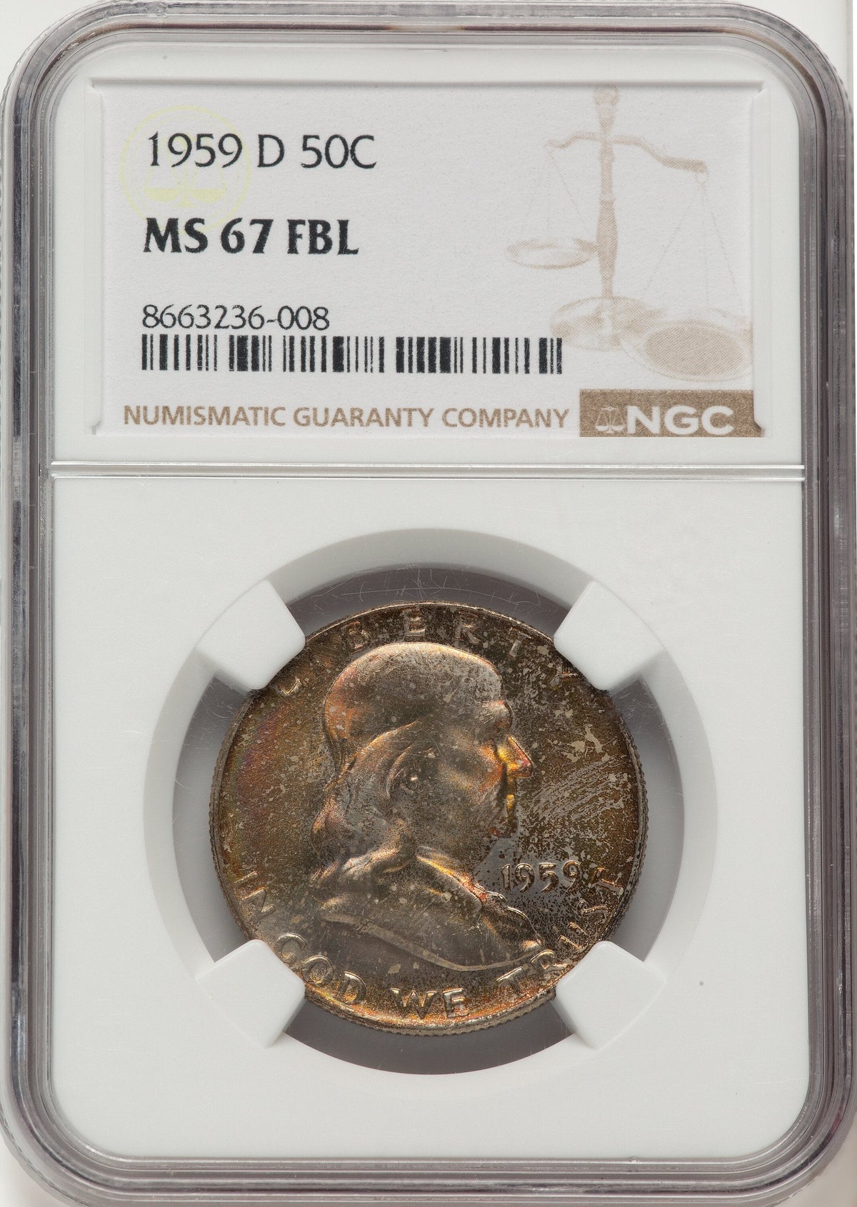 1959-D 50C FL Franklin Half Dollar NGC MS67