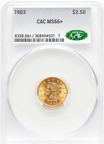 1903 $2.50 CAC CACG Plus Liberty Quarter Eagle CACG MS66+