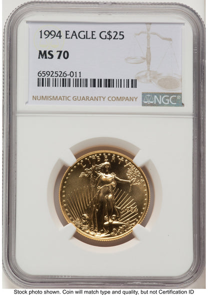 1994 Gold Eagle 1/2 oz Brown Label NGC MS70