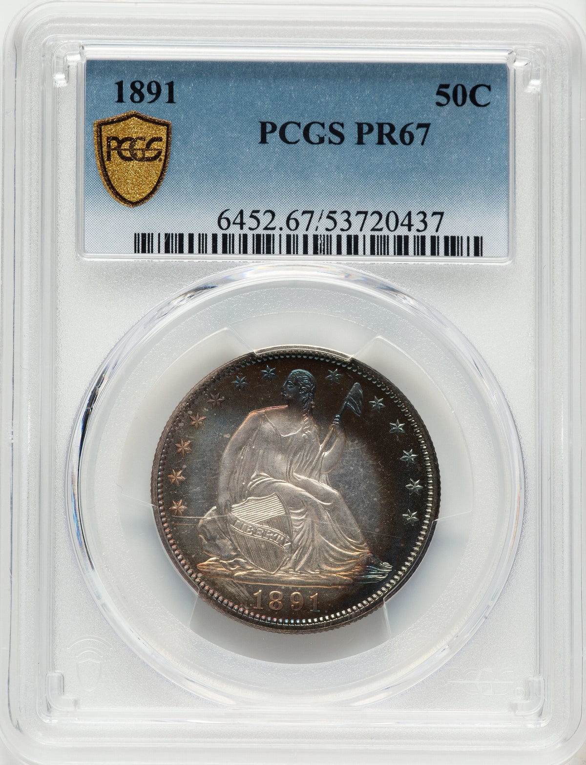 1891 50C Proof Seated Half Dollar PCGS PR67
