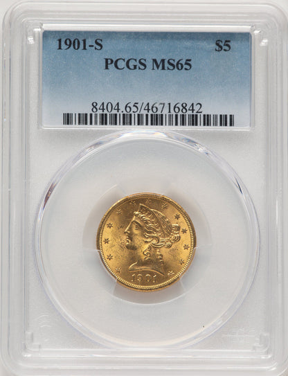 1901-S $5 Liberty Half Eagle PCGS MS65