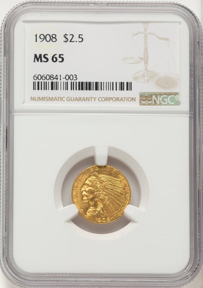 1908 $2.50 Indian Quarter Eagle NGC MS65