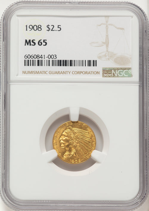 1908 $2.50 Indian Quarter Eagle NGC MS65