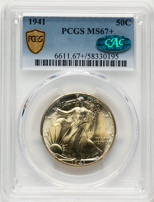 1941 50C CAC Walking Liberty Half Dollar PCGS MS67+