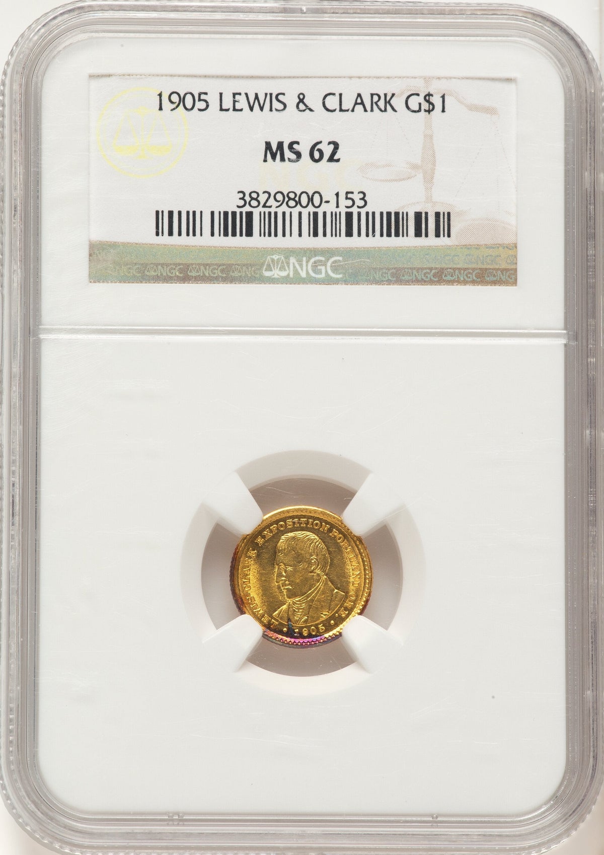 1905 G$1 Lewis and Clark Commemorative Gold NGC MS62