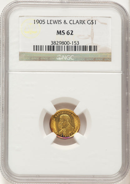 1905 G$1 Lewis and Clark Commemorative Gold NGC MS62