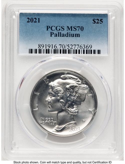 2021 Palladium Eagle 1 oz Blue Gradient PCGS MS70