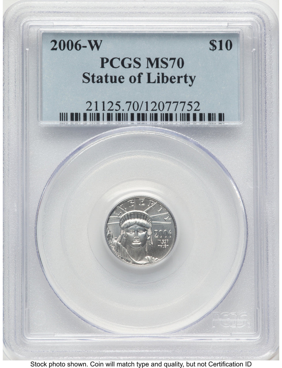 2006-W Burnished Platinum Eagle 1/10 oz Blue Label PCGS MS70