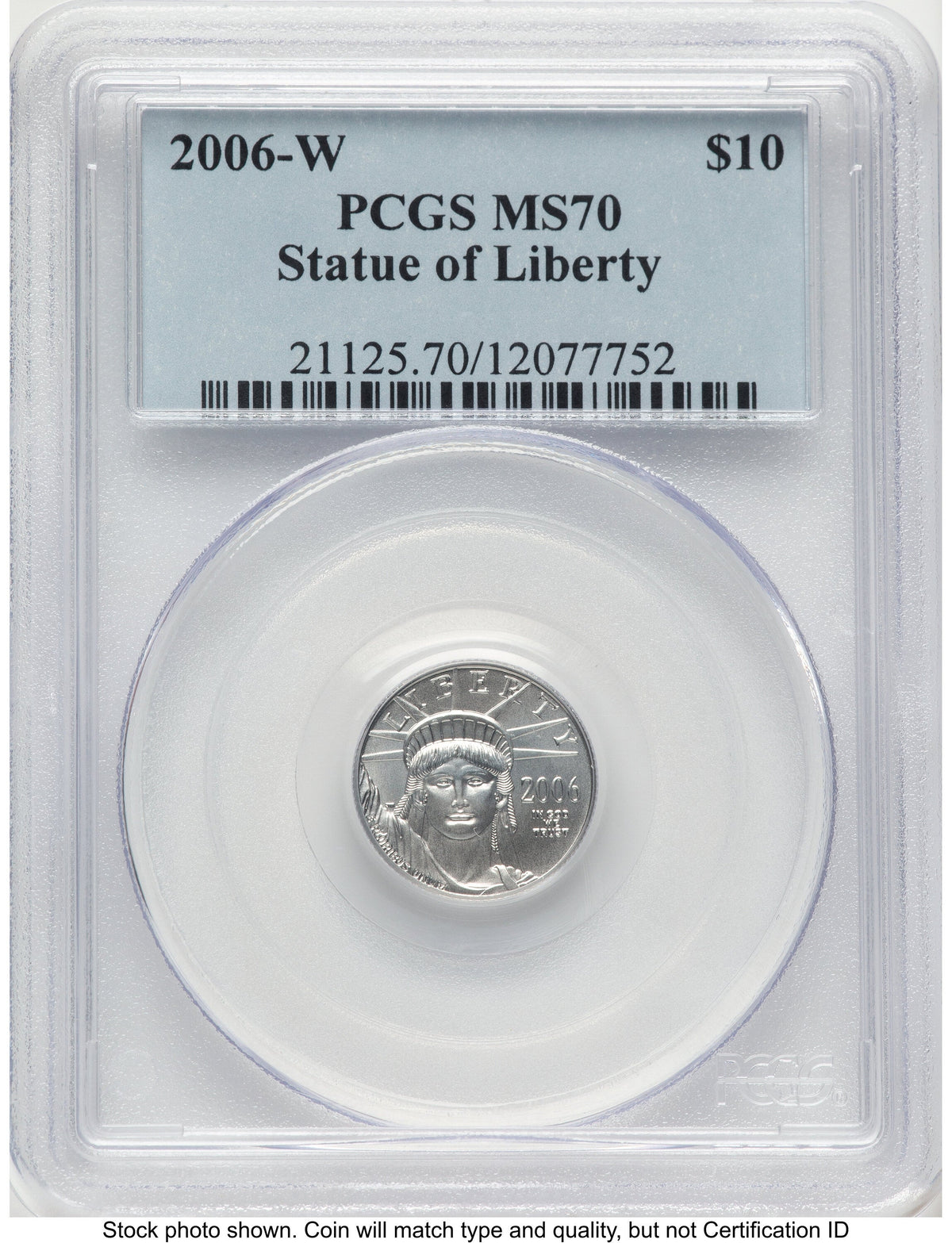 2006-W Burnished Platinum Eagle 1/10 oz Blue Label PCGS MS70