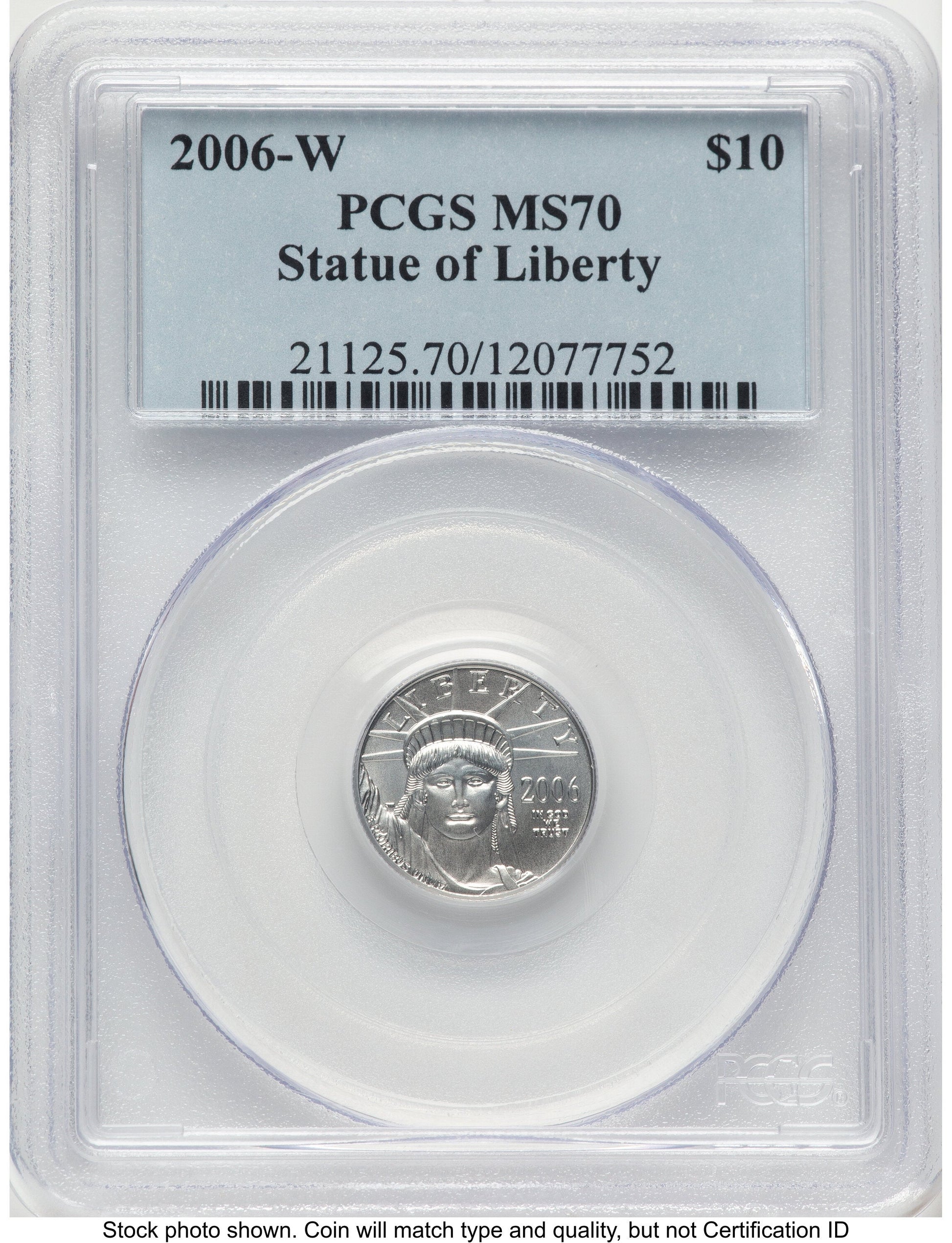 2006-W Burnished Platinum Eagle 1/10 oz Blue Label PCGS MS70