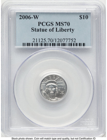 2006-W Burnished Platinum Eagle 1/10 oz Blue Label PCGS MS70