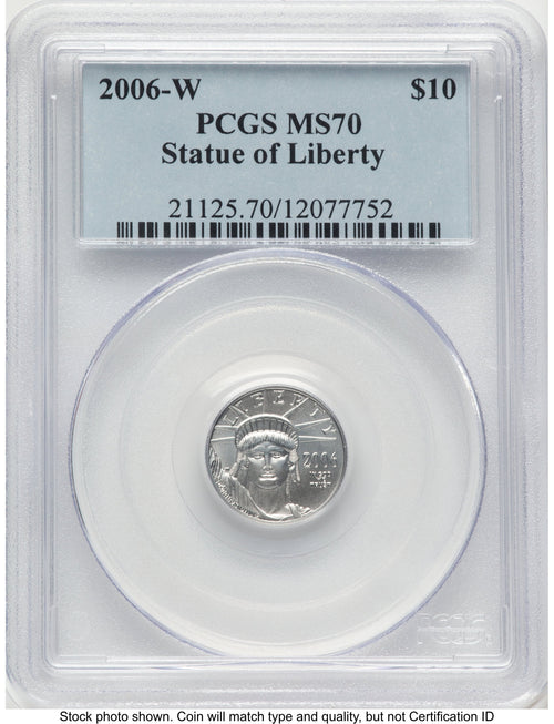 2006-W Burnished Platinum Eagle 1/10 oz Blue Label PCGS MS70