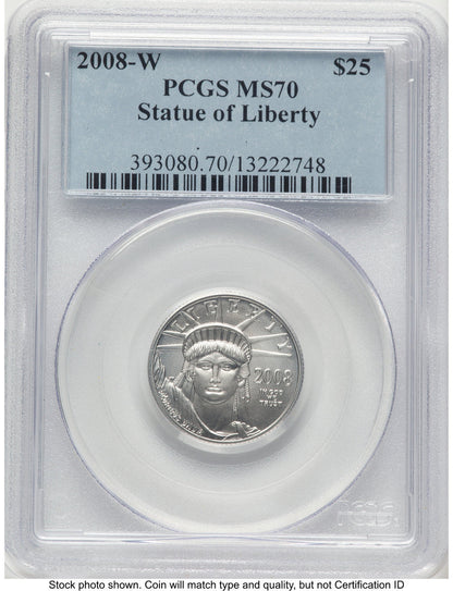 2008-W Burnished Platinum Eagle 1/4 oz Blue Label PCGS MS70