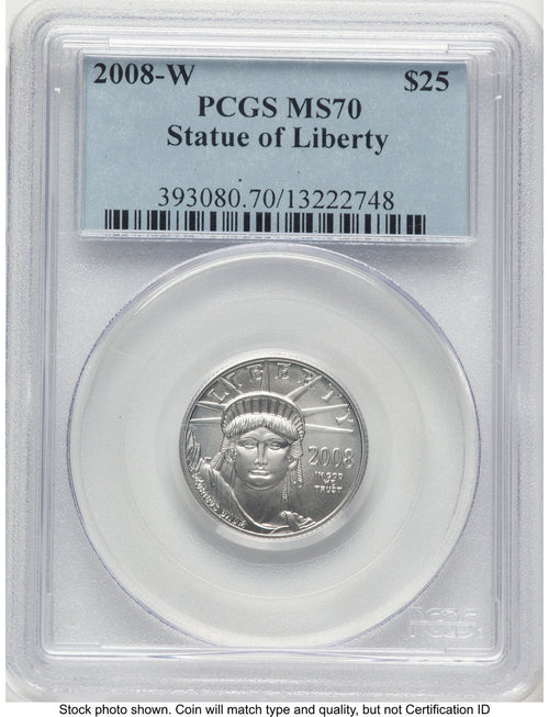 2008-W Burnished Platinum Eagle 1/4 oz Blue Label PCGS MS70