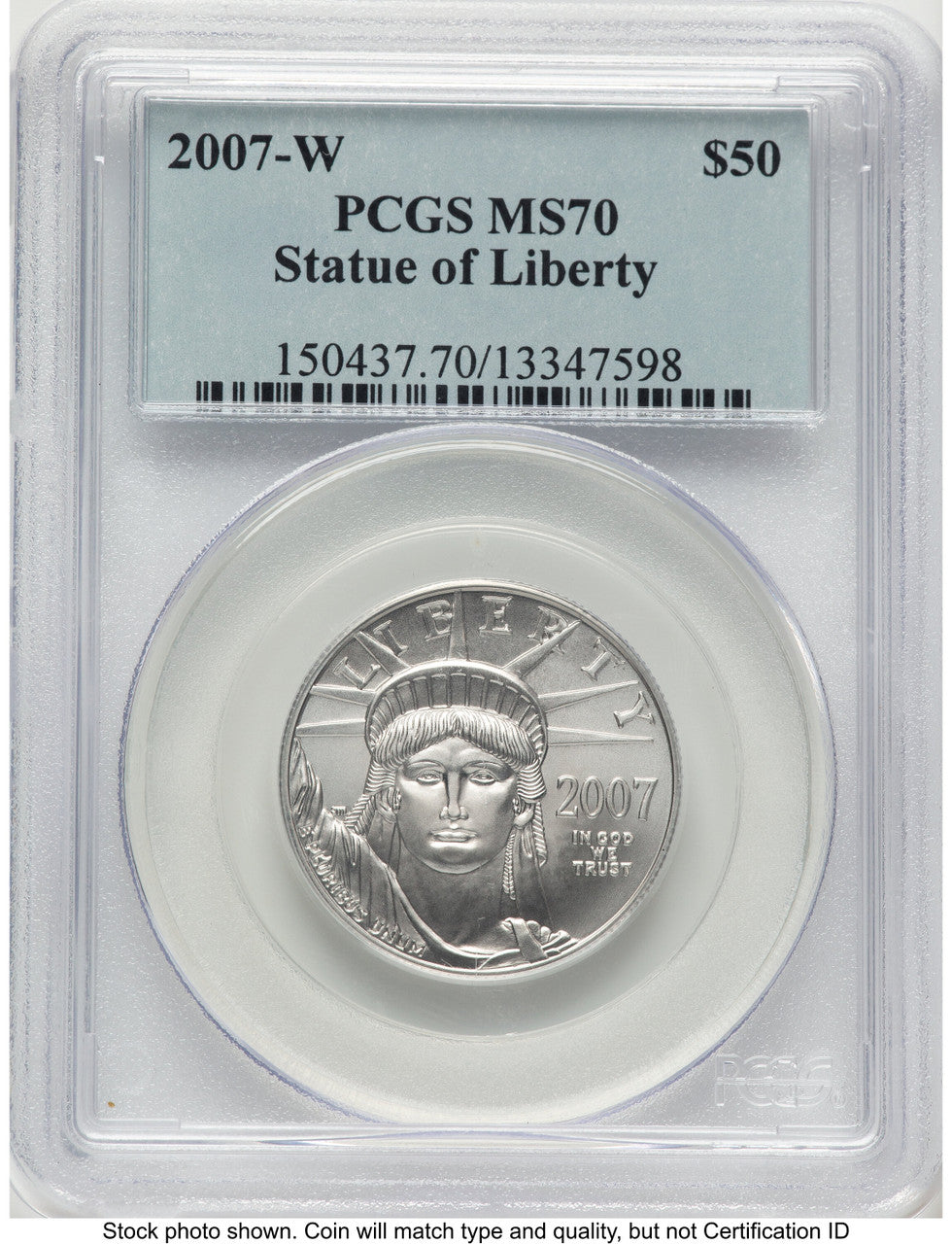 2007-W Burnished Platinum Eagle 1/2 oz Blue Label PCGS MS70