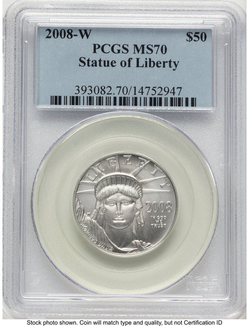 2008-W Burnished Platinum Eagle 1/2 oz Blue Label PCGS MS70