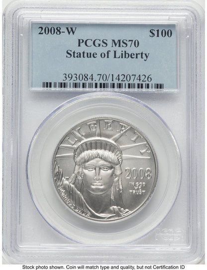 2008-W Burnished Platinum Eagle 1 oz Blue Label PCGS MS70