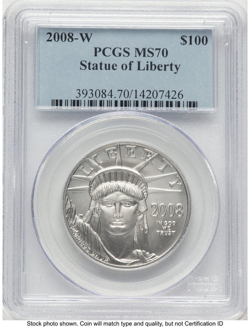 2008-W Burnished Platinum Eagle 1 oz Blue Label PCGS MS70