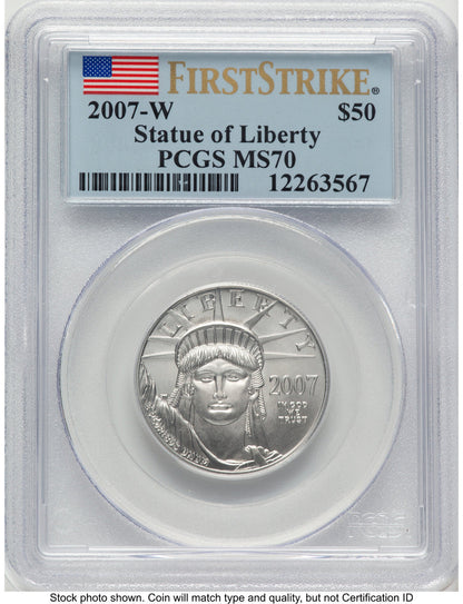 2007-W Burnished Platinum Eagle 1/2 oz FS Flag PCGS MS70
