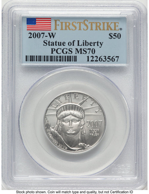 2007-W Burnished Platinum Eagle 1/2 oz FS Flag PCGS MS70