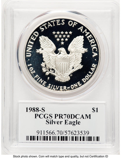 1988-S Proof Silver Eagle 1 oz TD Rogers PCGS PR70