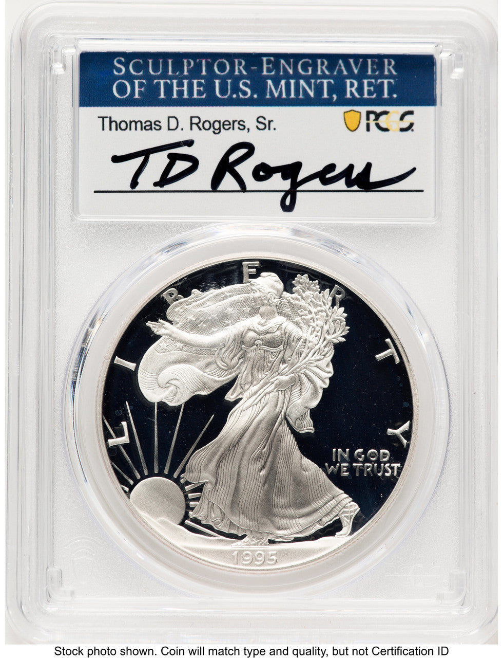 1995-P Proof Silver Eagle 1 oz TD Rogers PCGS PR70
