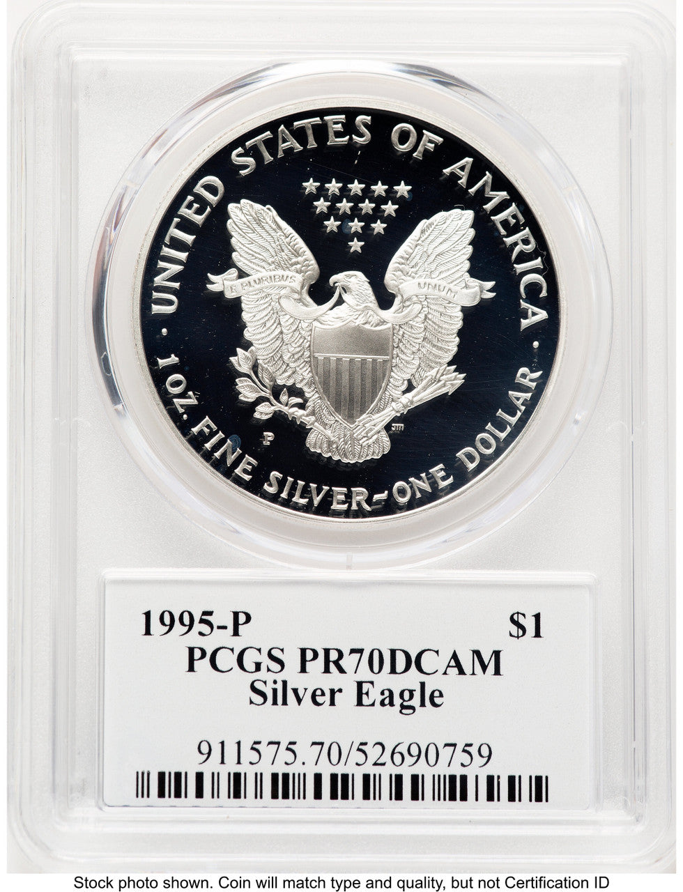 1995-P Proof Silver Eagle 1 oz TD Rogers PCGS PR70