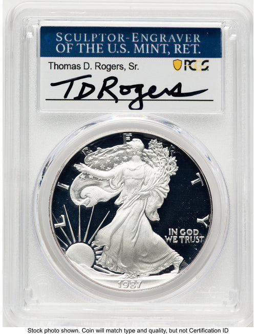 1987-S Proof Silver Eagle 1 oz TD Rogers PCGS PR70 (781017163)