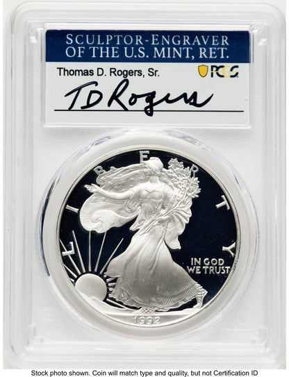 1992-S Proof Silver Eagle 1 oz TD Rogers PCGS PR70