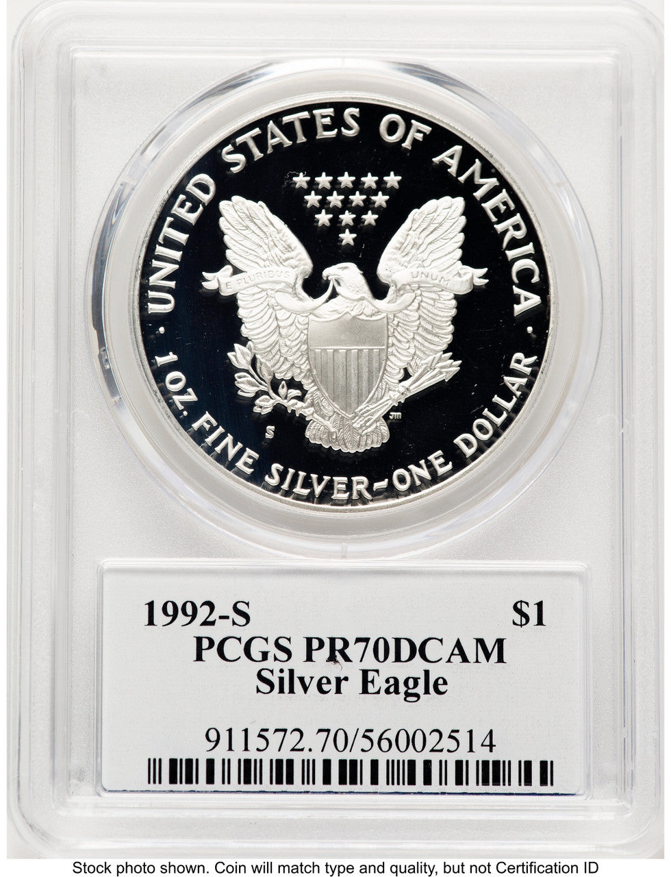 1992-S Proof Silver Eagle 1 oz TD Rogers PCGS PR70