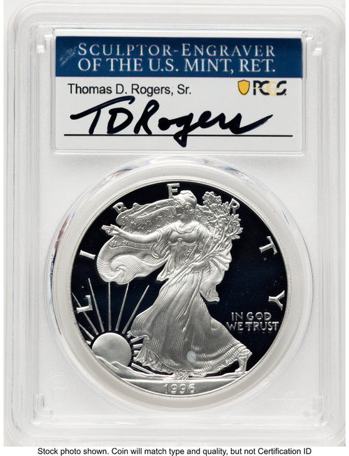 1996-P Proof Silver Eagle 1 oz TD Rogers PCGS PR70