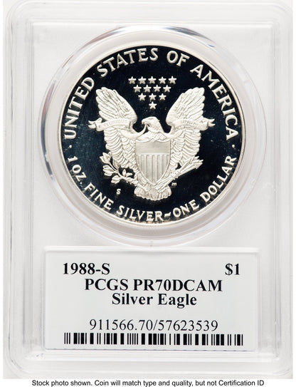 1988-S Proof Silver Eagle 1 oz TD Rogers PCGS PR70