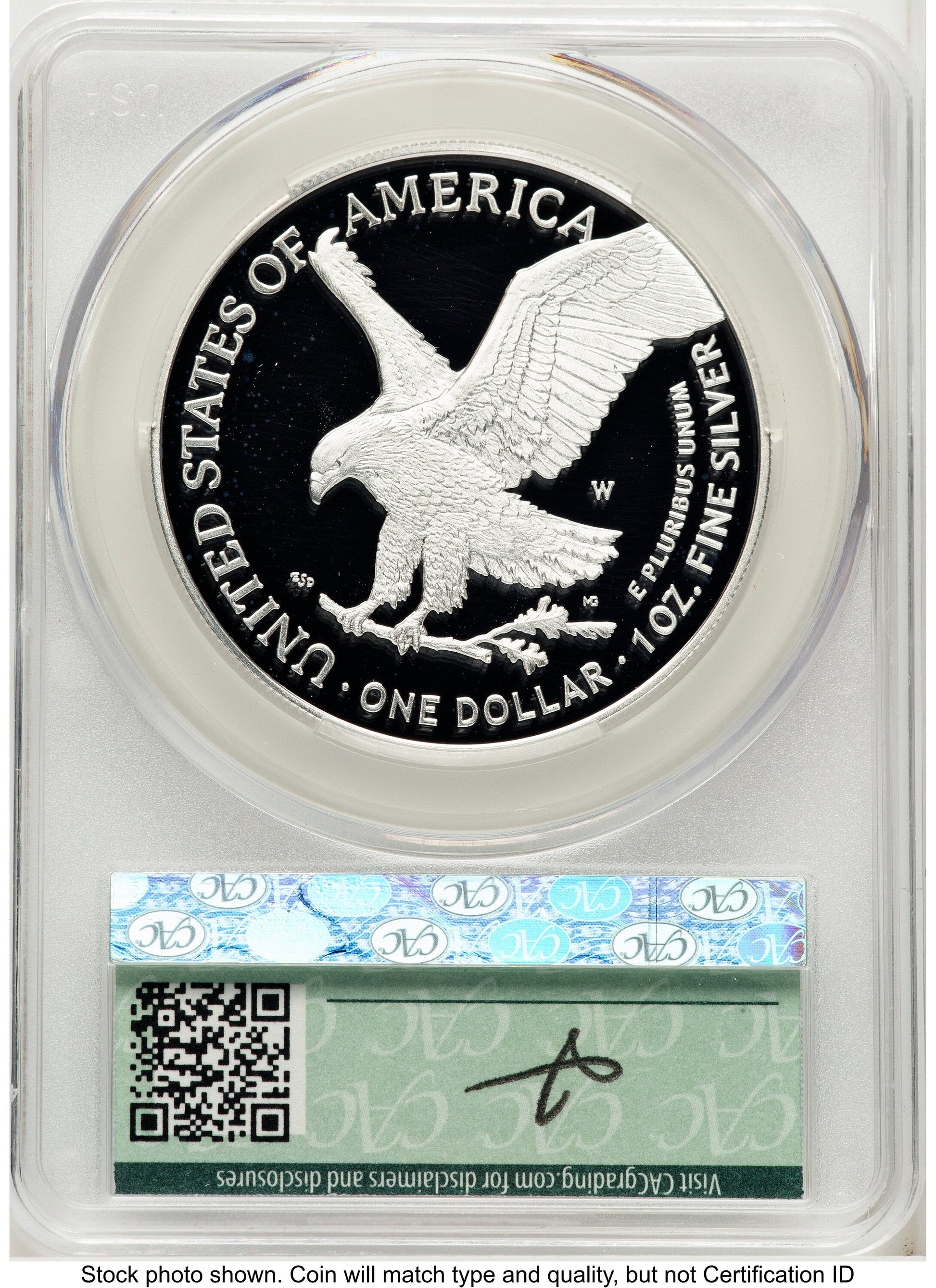 2025-W Proof Silver Eagle Privy Laser Engraved 1 oz First Day of Delivery Louis Palafoutas CACG PR70