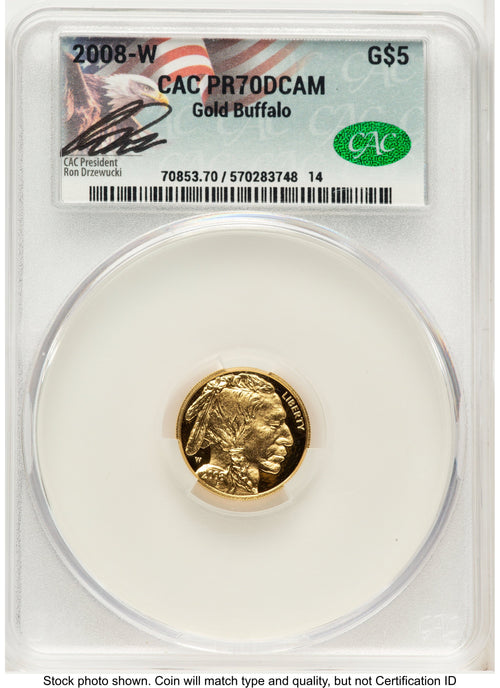 2008-W Proof Gold Buffalo 1/10 oz Ron Drzewucki CACG PR70