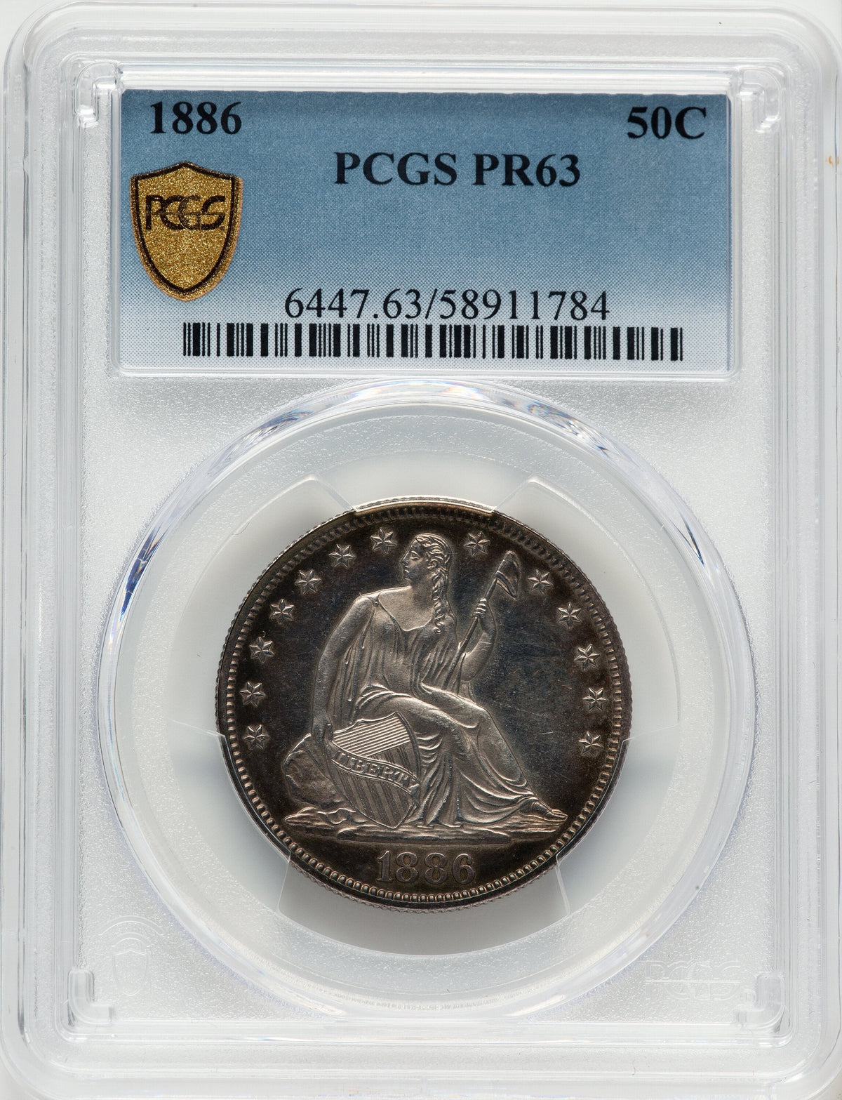 1886 50C Proof Seated Half Dollar PCGS PR63